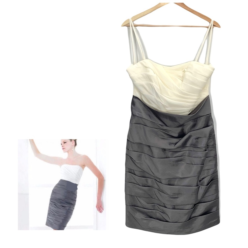 Platinum and White Short Sheath Bridesmaid Dress Val Stefani Size 12 NWT